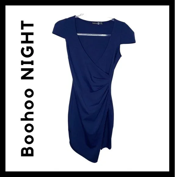 navy blue and gold evening dress Blue and Gold Long Sleeve Dress: Luxe Silk Gown by Raas S / Navy Blue